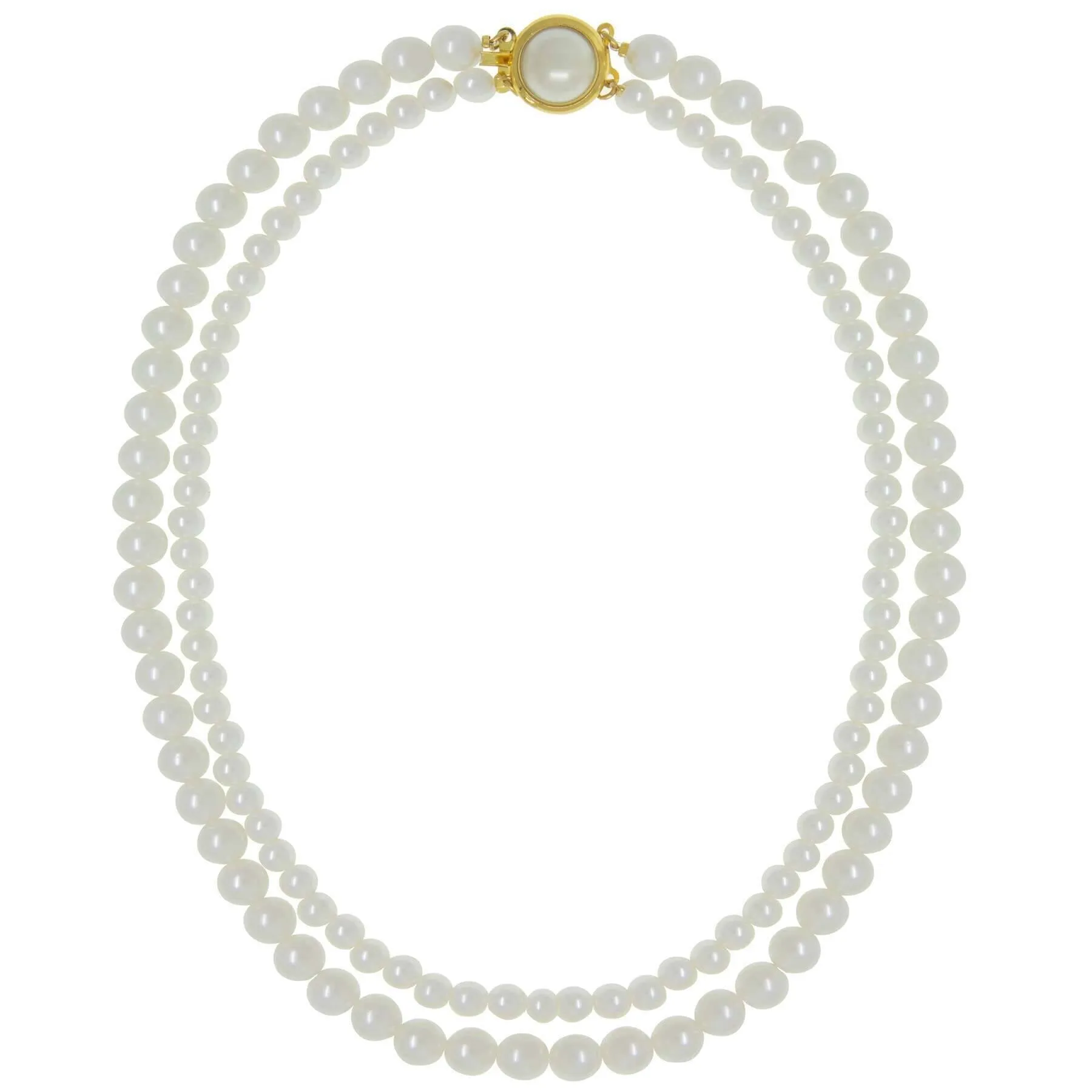 1928 Jewelry Double Faux 6mm Pearl Strand Necklace 16" 1928 Jewelry