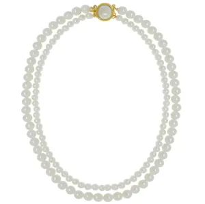 1928 Jewelry Double Faux 6mm Pearl Strand Necklace 16" 1928 Jewelry
