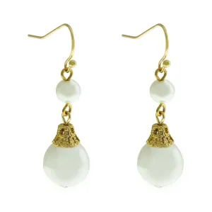 1928 Jewelry Double Faux Pearl Drop Wire Earrings 1928 Jewelry