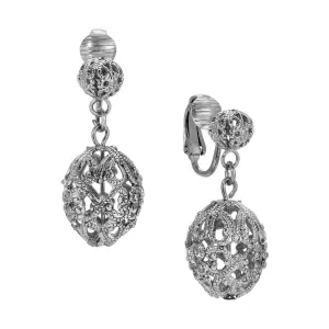 1928 Jewelry Double Filigree Bead Clip Earrings 1928 Jewelry