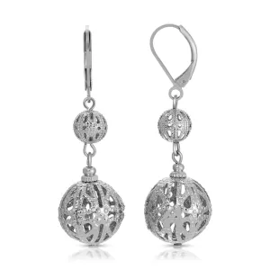 1928 Jewelry Double Filigree Puff Dangle Earrings 1928 Jewelry
