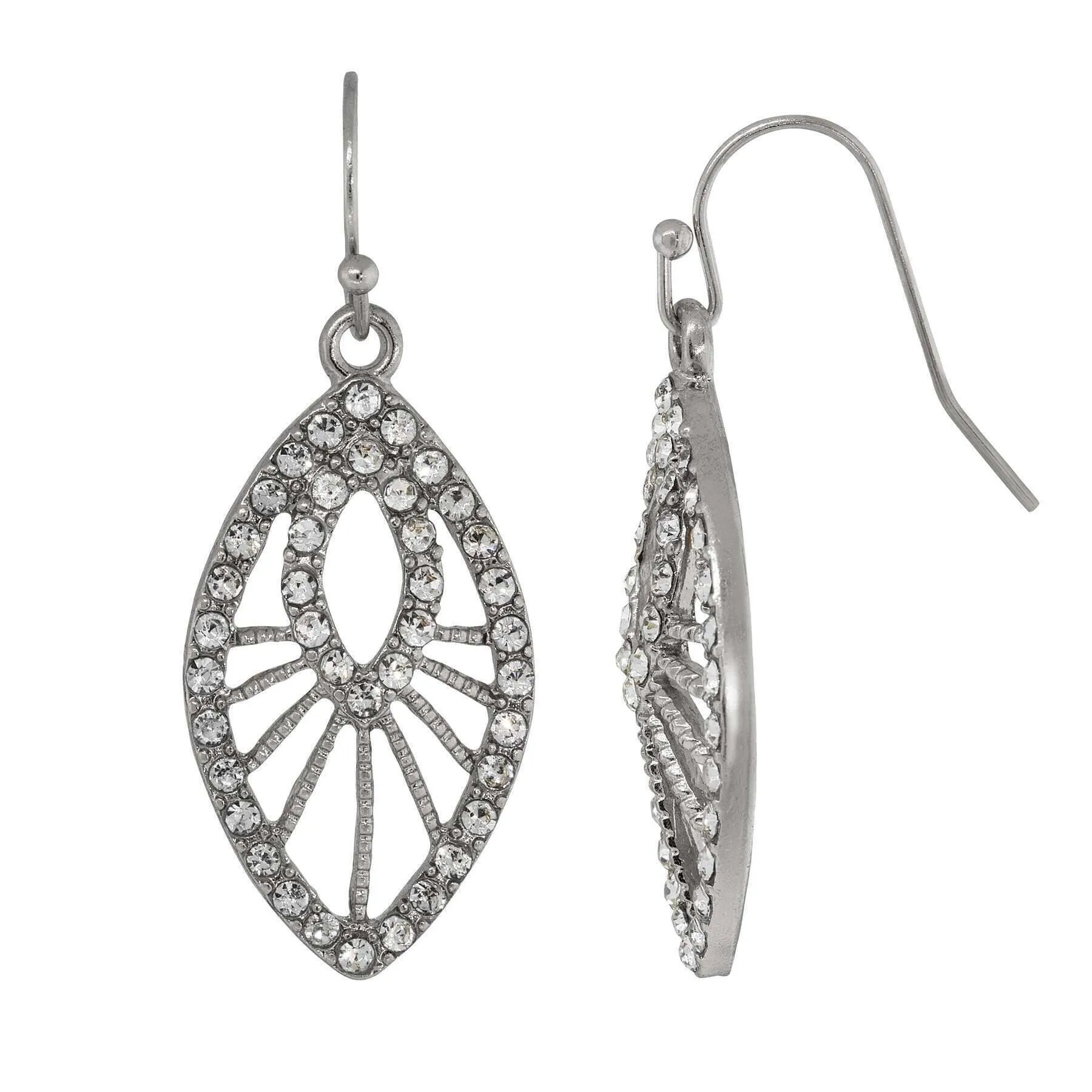 1928 Jewelry Double Marquise Multi Crystal Filigree Drop Earrings 1928 Jewelry