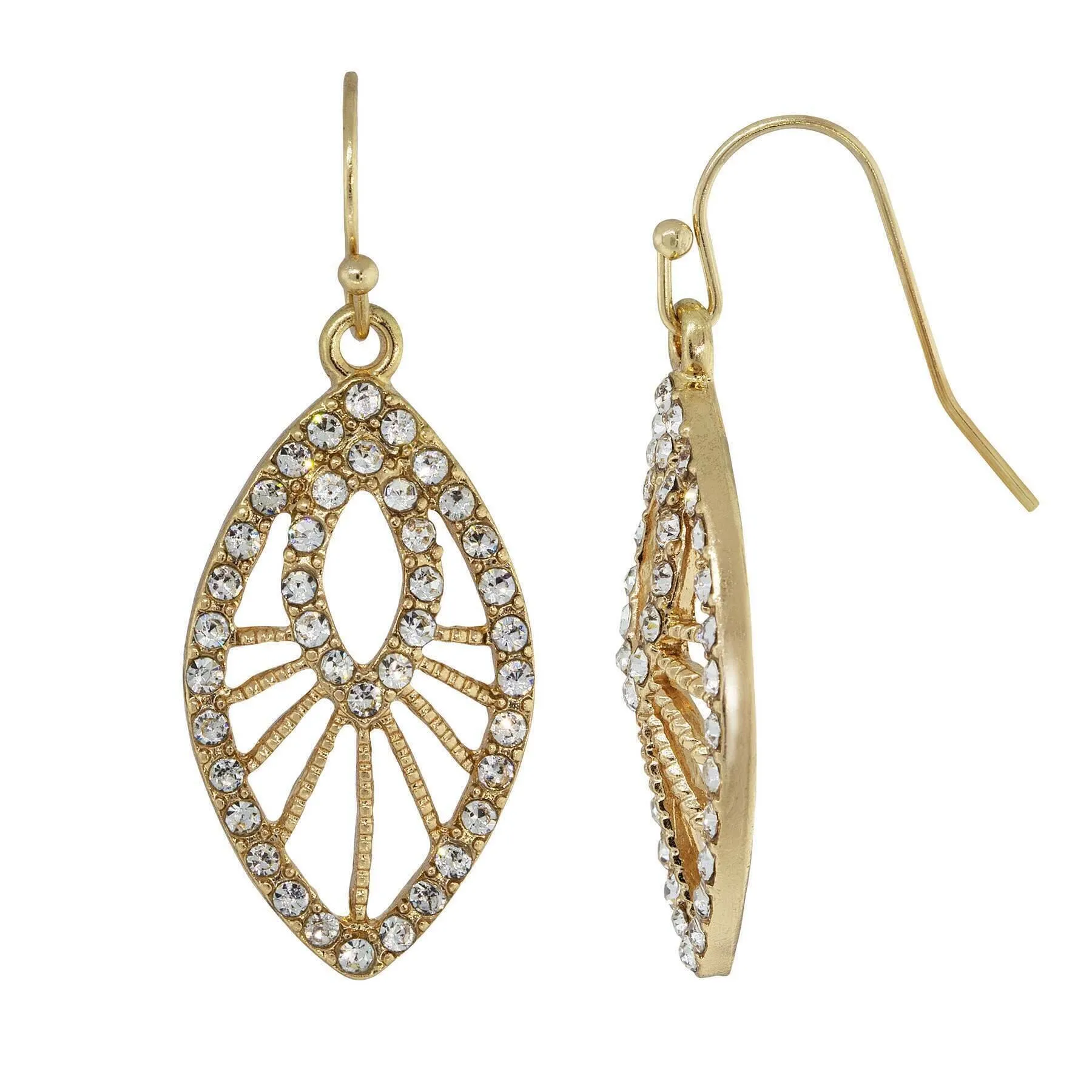 1928 Jewelry Double Marquise Multi Crystal Filigree Drop Earrings 1928 Jewelry