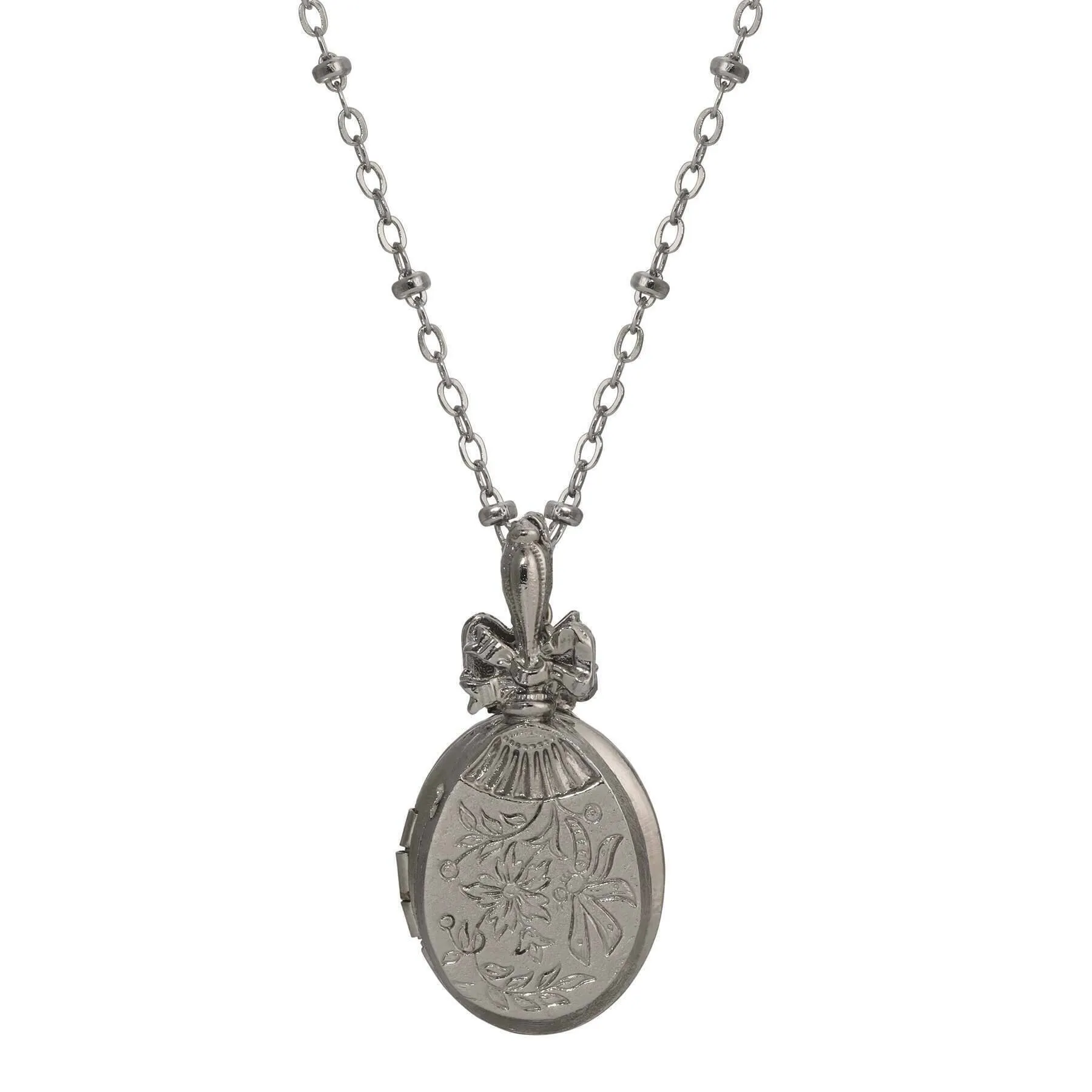 1928 Jewelry Double Photo Floral Locket Necklace 24" 1928 Jewelry