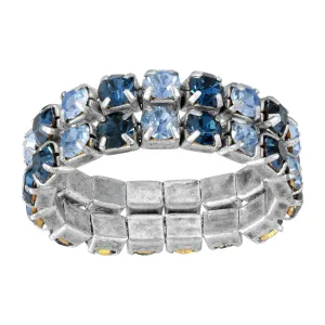 1928 Jewelry Double Stacked Brilliant Crystal Stretch Ring Set 1928 Jewelry