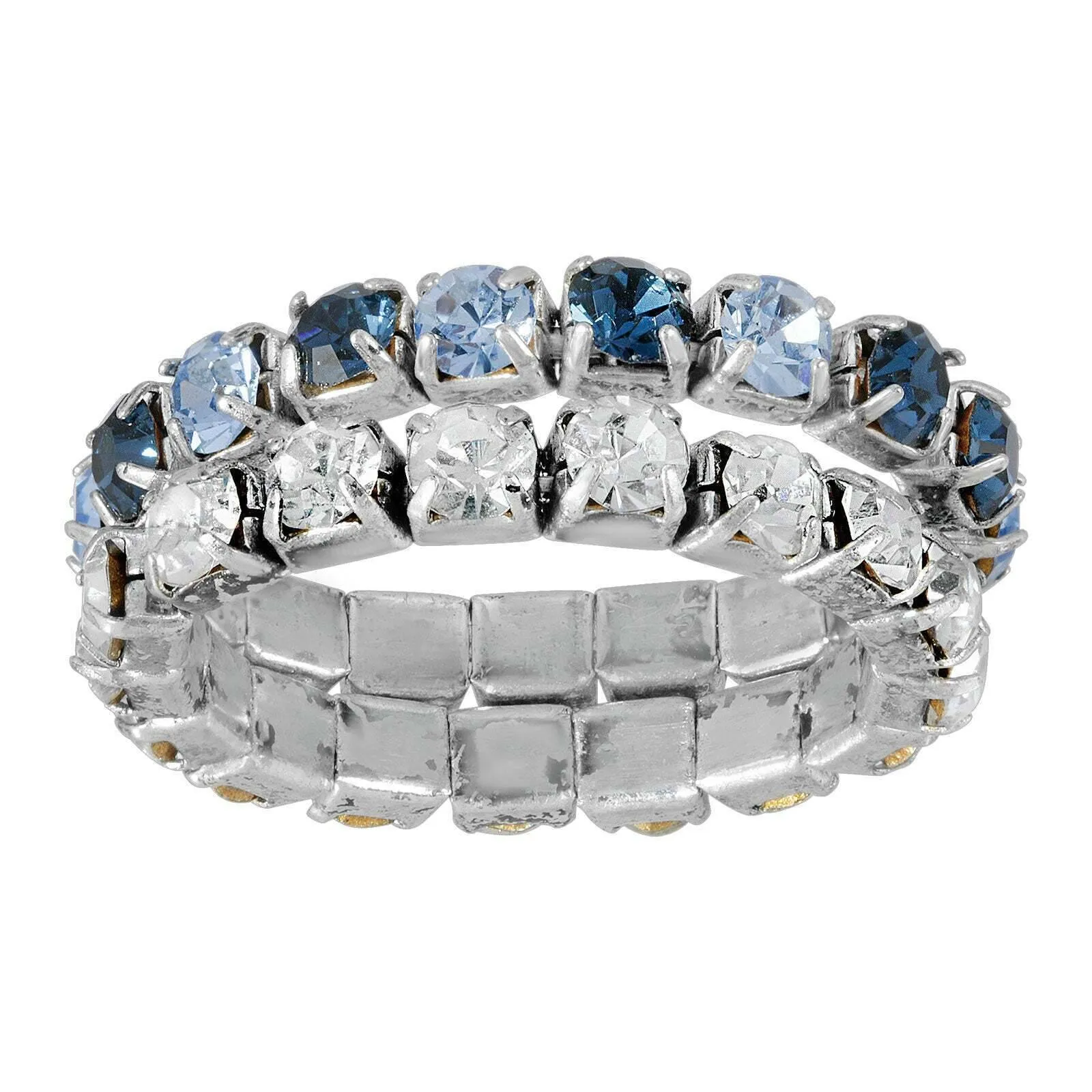 1928 Jewelry Double Stacked Brilliant Crystal Stretch Ring Set 1928 Jewelry