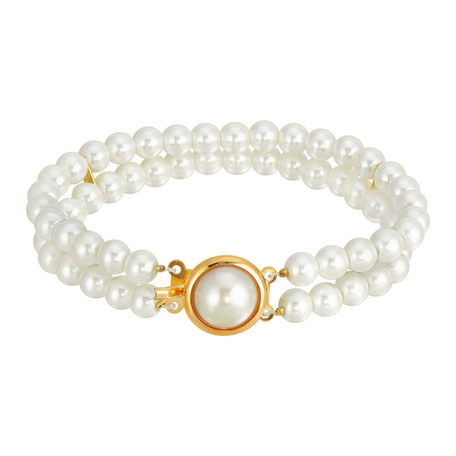 1928 Jewelry Double Strand 6mm Faux Pearl Bracelet 1928 Jewelry
