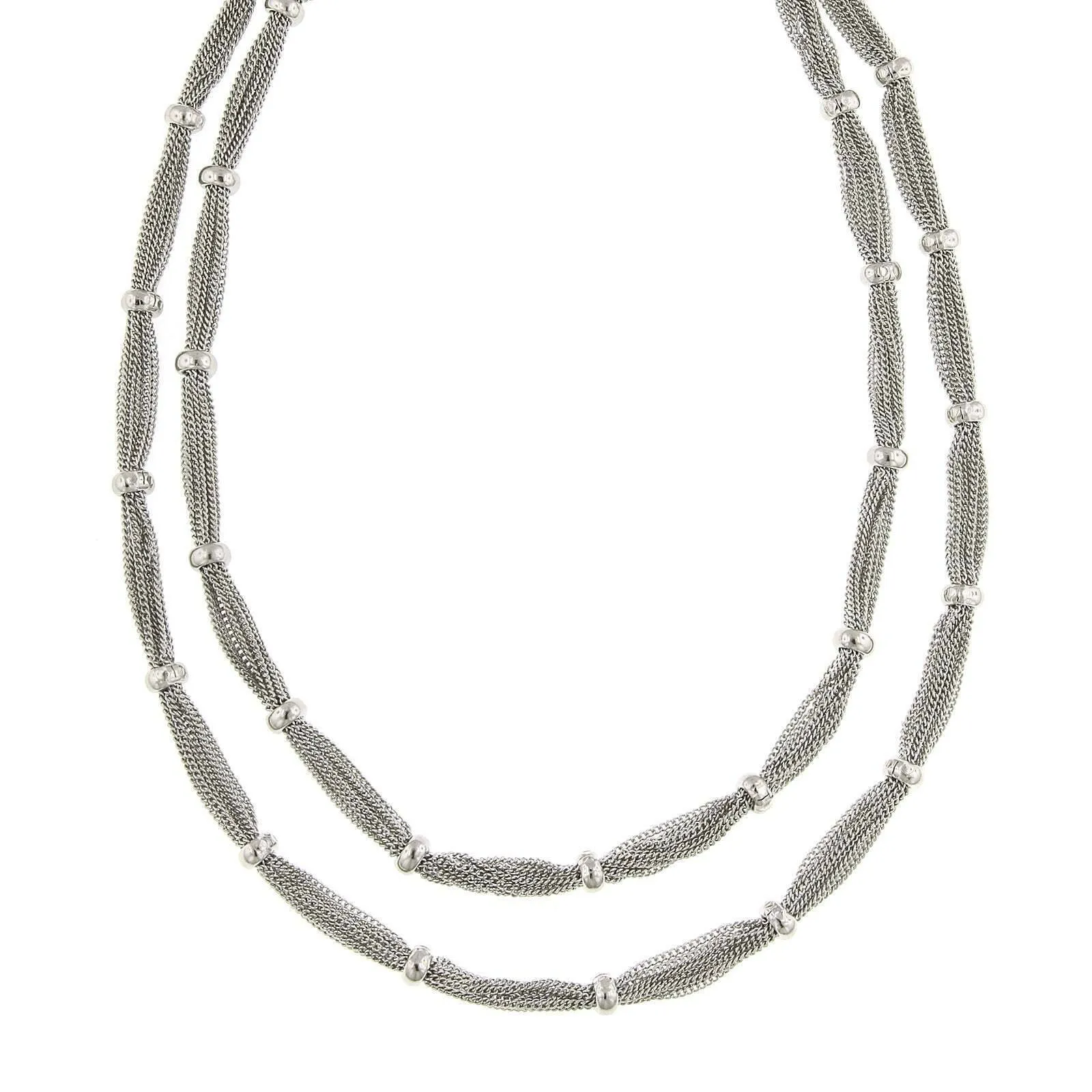 1928 Jewelry Double Strand Station Chain Necklace 16.5" 1928 Jewelry