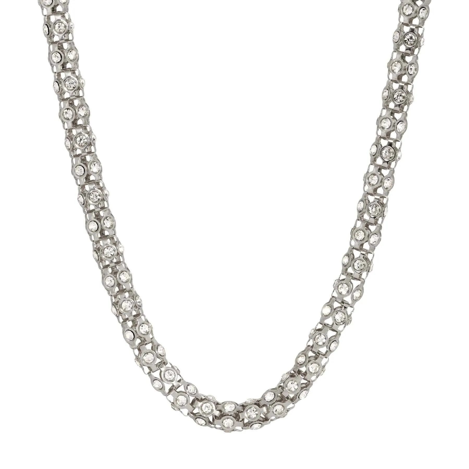 1928 Jewelry Dresden Pave Crystal Necklace 15"   3" Extender 1928 Jewelry