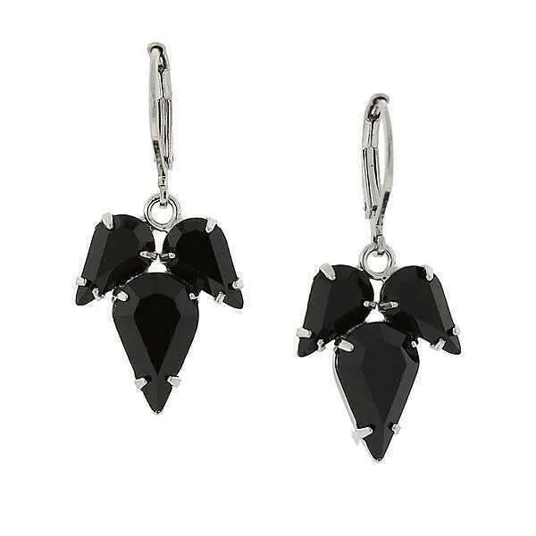 1928 Jewelry Drop Earrings Made With Black Austrian Crystal 1928 Jewelry