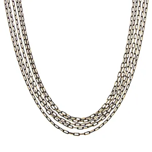 1928 Jewelry Eclipse Black And Gold 5-Strand Multi Chain Necklace 16"   3" Extender 1928 Jewelry