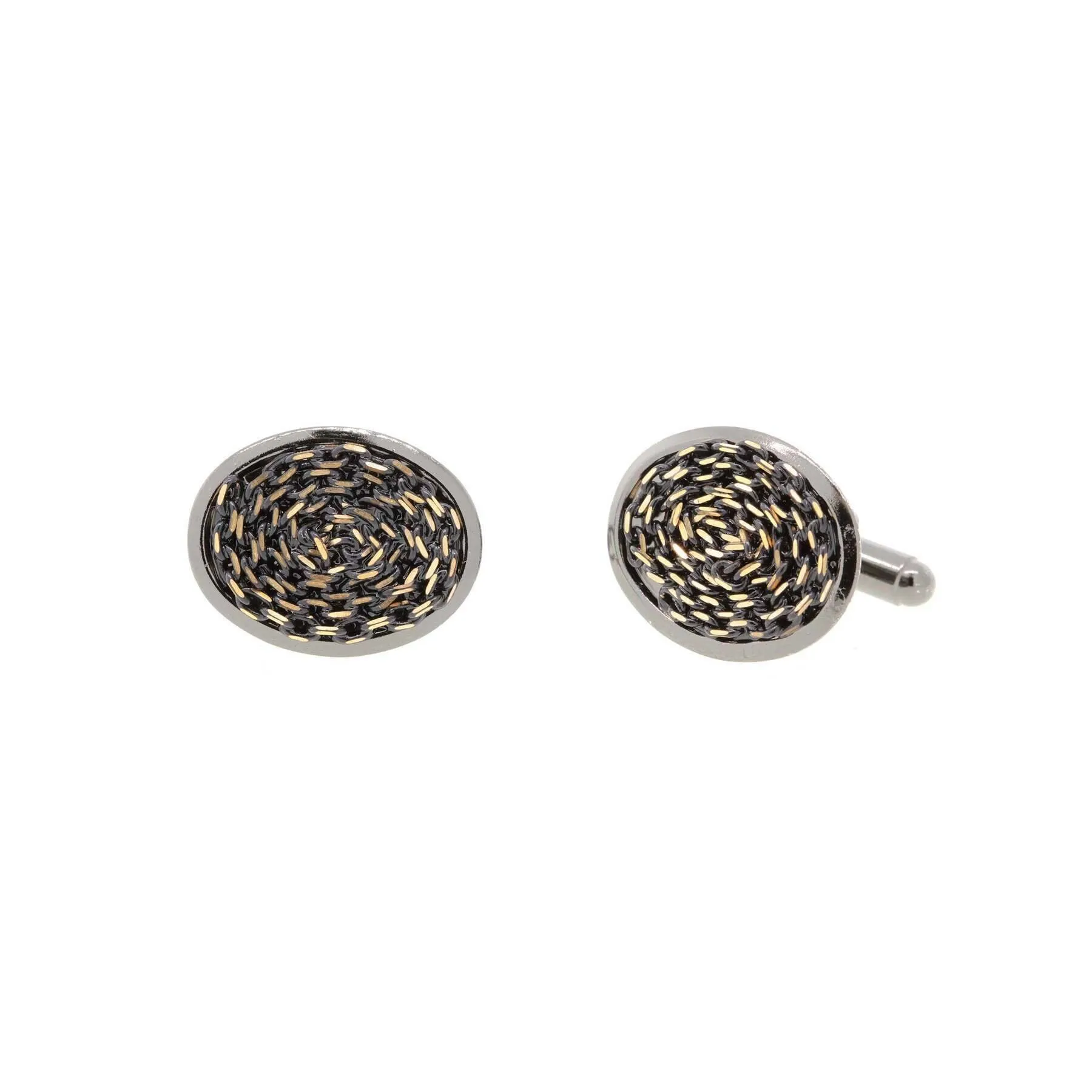1928 Jewelry Eclipse Black And Gold Chain Cufflinks 1928 Jewelry