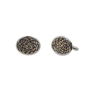 1928 Jewelry Eclipse Black And Gold Chain Cufflinks 1928 Jewelry