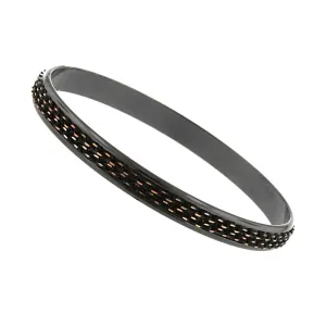 1928 Jewelry Eclipse Black And Gold Medium Chain Wrapped Bangle Bracelet 1928 Jewelry
