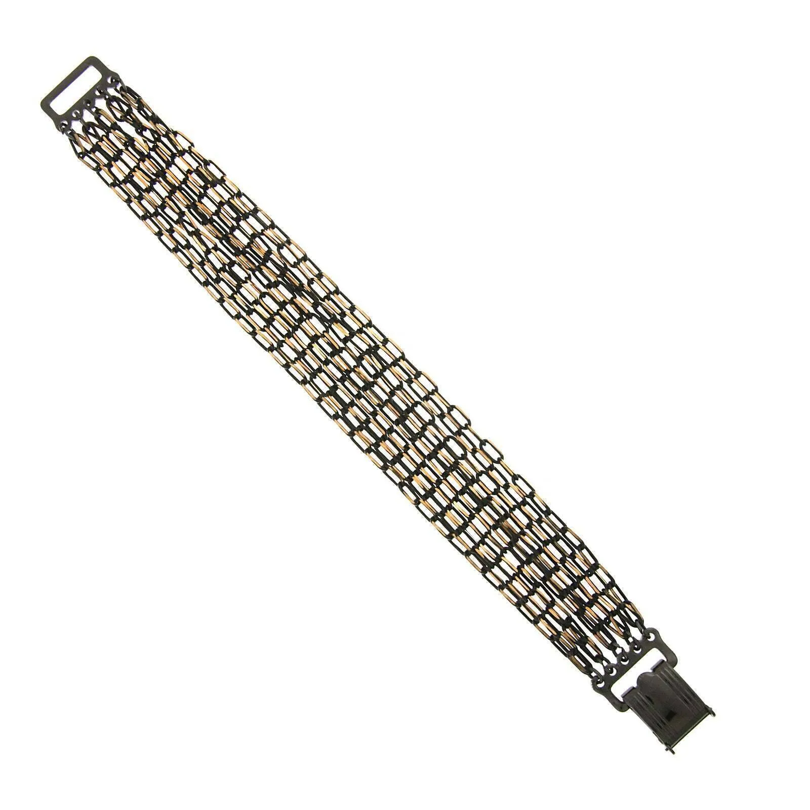 1928 Jewelry Eclipse Black And Gold Multi Chain Clasp Bracelet 1928 Jewelry