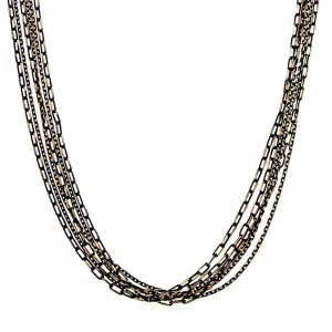 1928 Jewelry Eclipse Black And Gold Stranded Mixed Chain Necklace 16"   3" Extender 1928 Jewelry