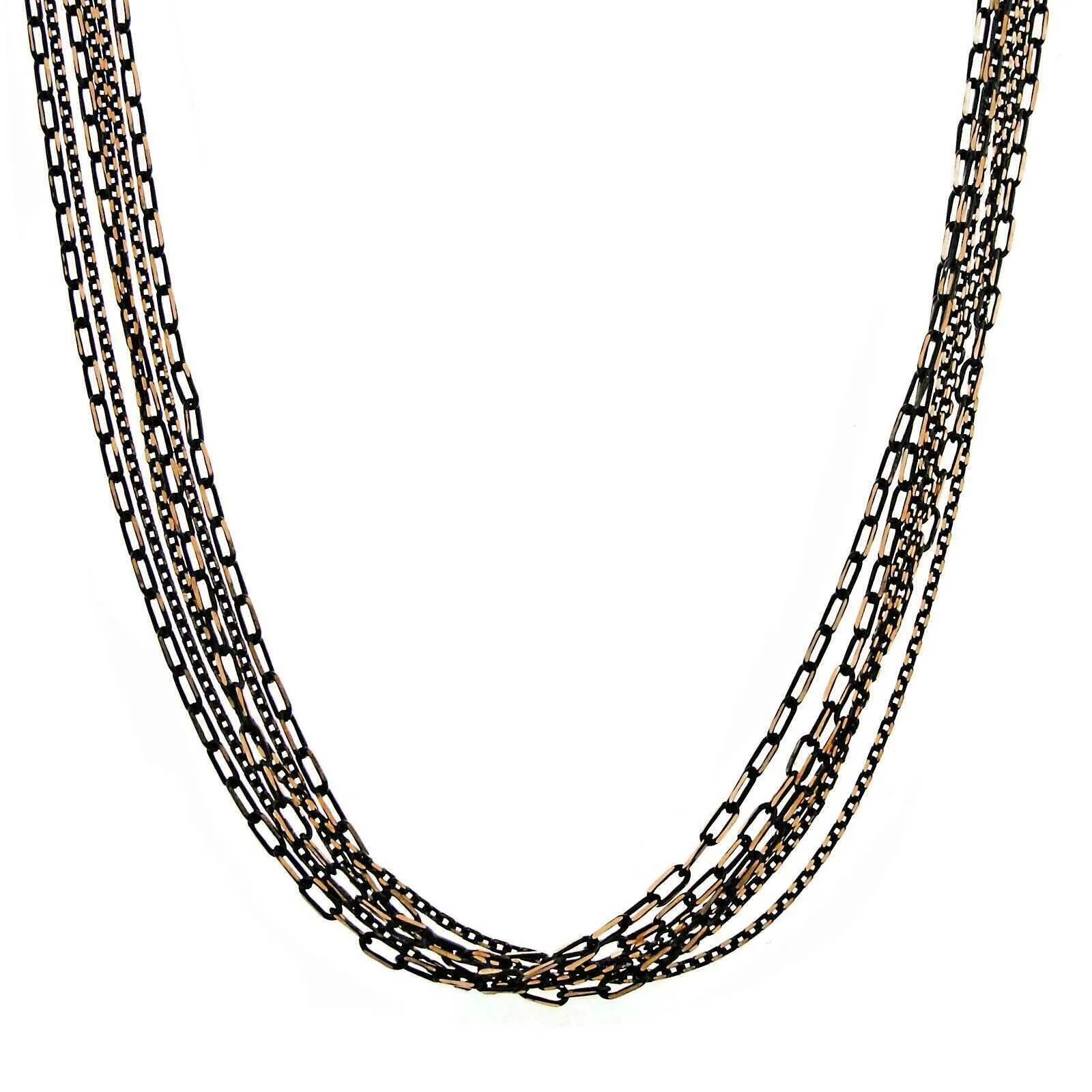 1928 Jewelry Eclipse Black And Gold Stranded Mixed Chain Necklace 16"   3" Extender 1928 Jewelry