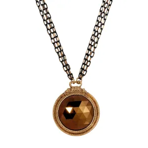 1928 Jewelry Eclipse Topazio Glass Crystal Round Pendant Necklace 25" 1928 Jewelry