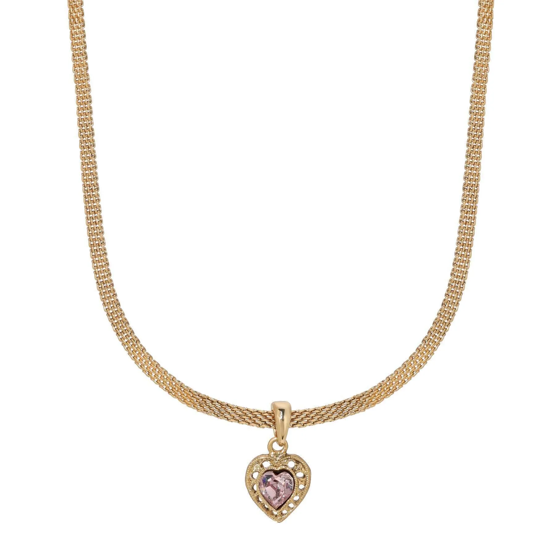 1928 Jewelry Eleganza Austrian Crystal Heart Pendant Necklace 13"   5" Extension 1928 Jewelry