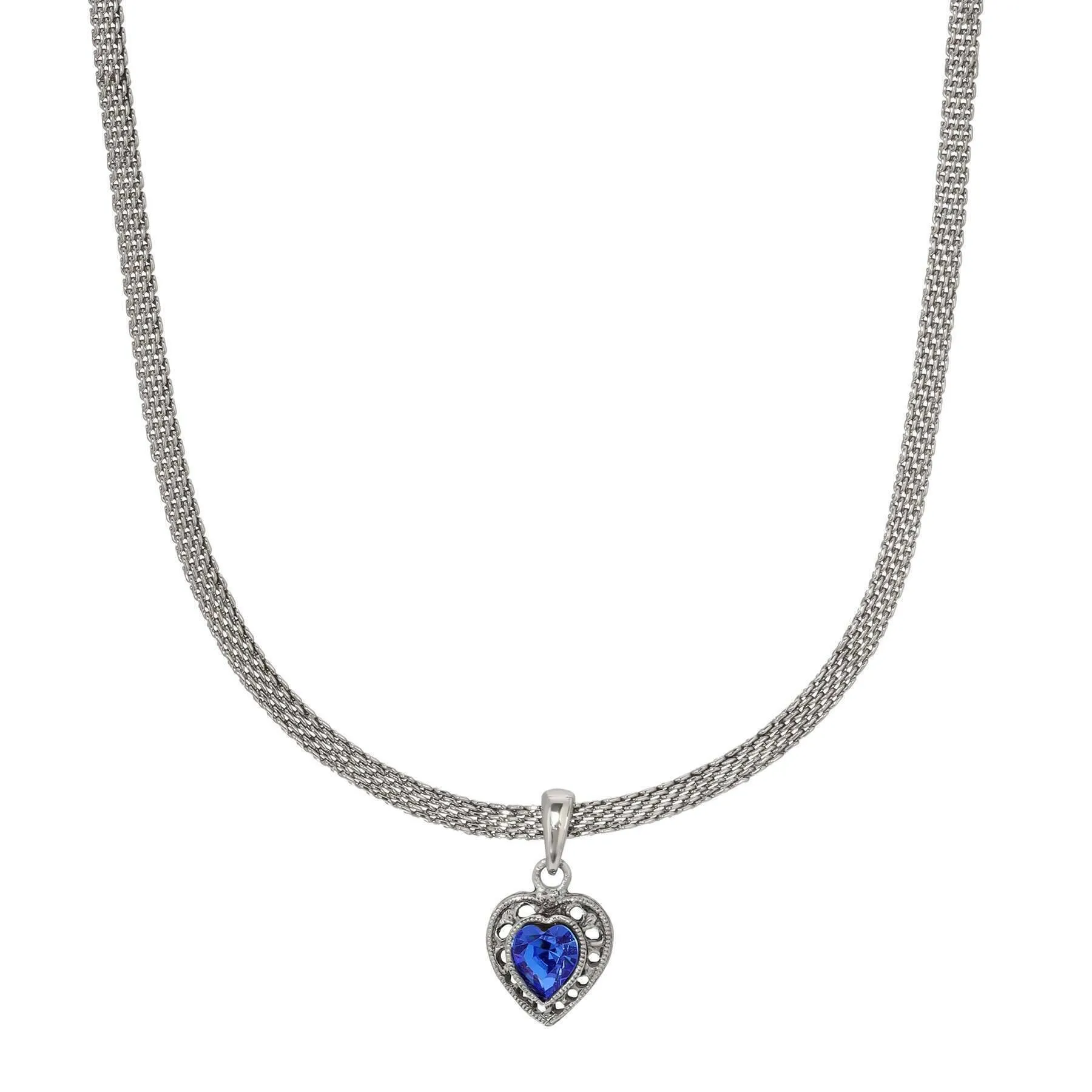 1928 Jewelry Eleganza Austrian Crystal Heart Pendant Necklace 13"   5" Extension 1928 Jewelry