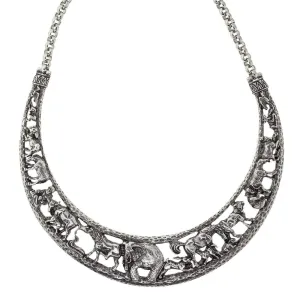 1928 Jewelry Elephant & Safari Animals Collar Necklace 14.5" 1928 Jewelry