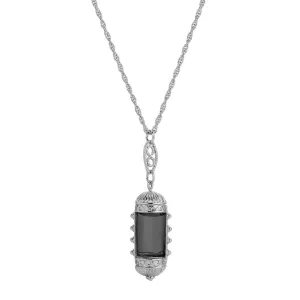 1928 Jewelry Elongated Deco Glass Stone Pendant Necklace 20" 1928 Jewelry