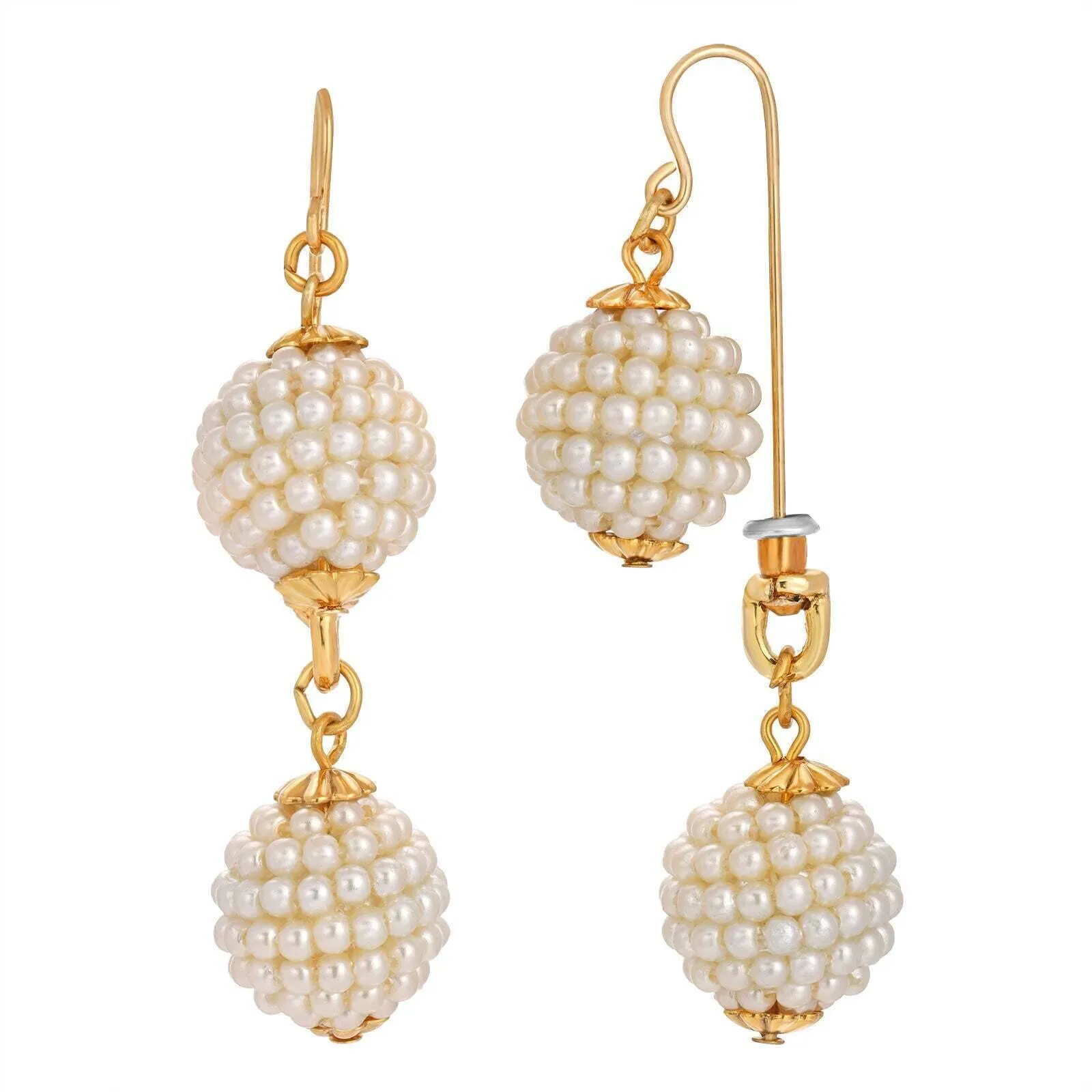 1928 Jewelry Embossed Seeded White Faux Pearl Drop Earrings 1928 Jewelry