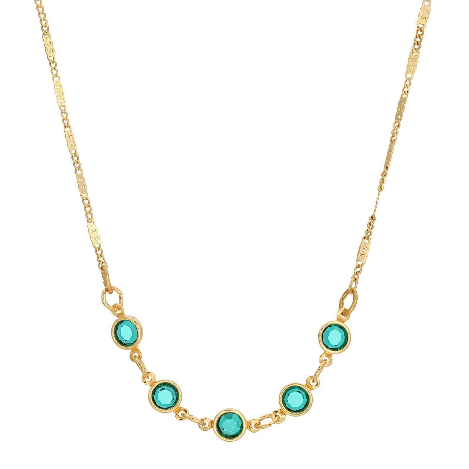 1928 Jewelry Emerald Green European Crystal Channel Necklace 16" 1928 Jewelry