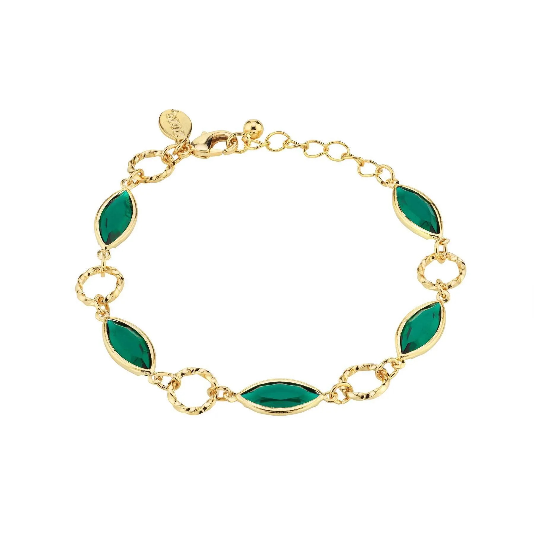 1928 Jewelry Emerald Green Navette Austrian Crystal Channel Link Bracelet 1928 Jewelry