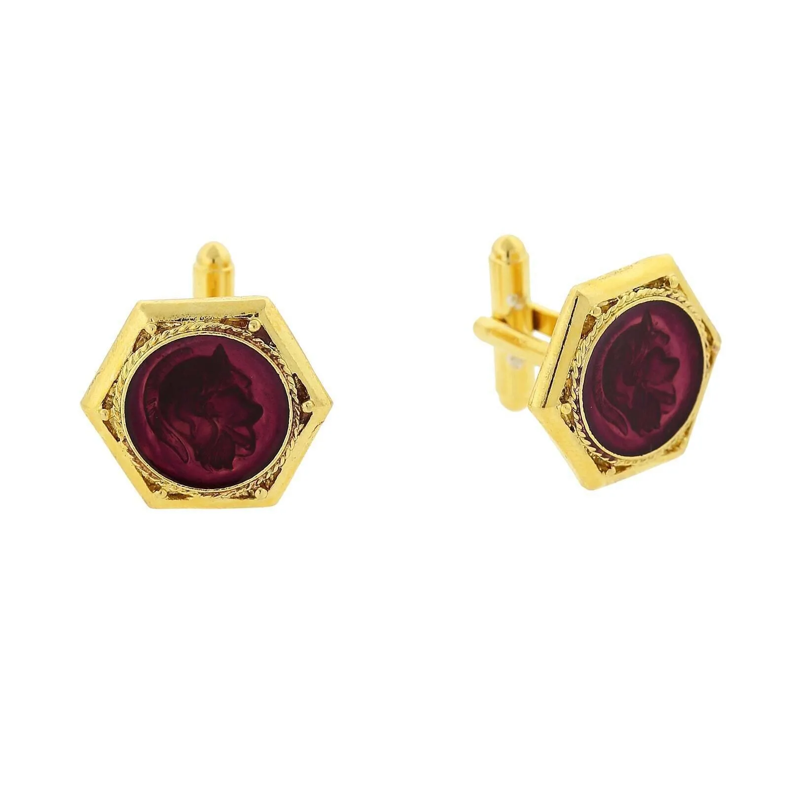 1928 Jewelry Enamel Ancient Greek Warrior Cufflinks 1928 Jewelry