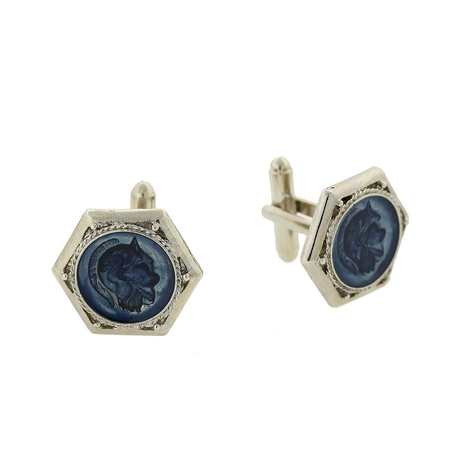 1928 Jewelry Enamel Ancient Greek Warrior Cufflinks 1928 Jewelry
