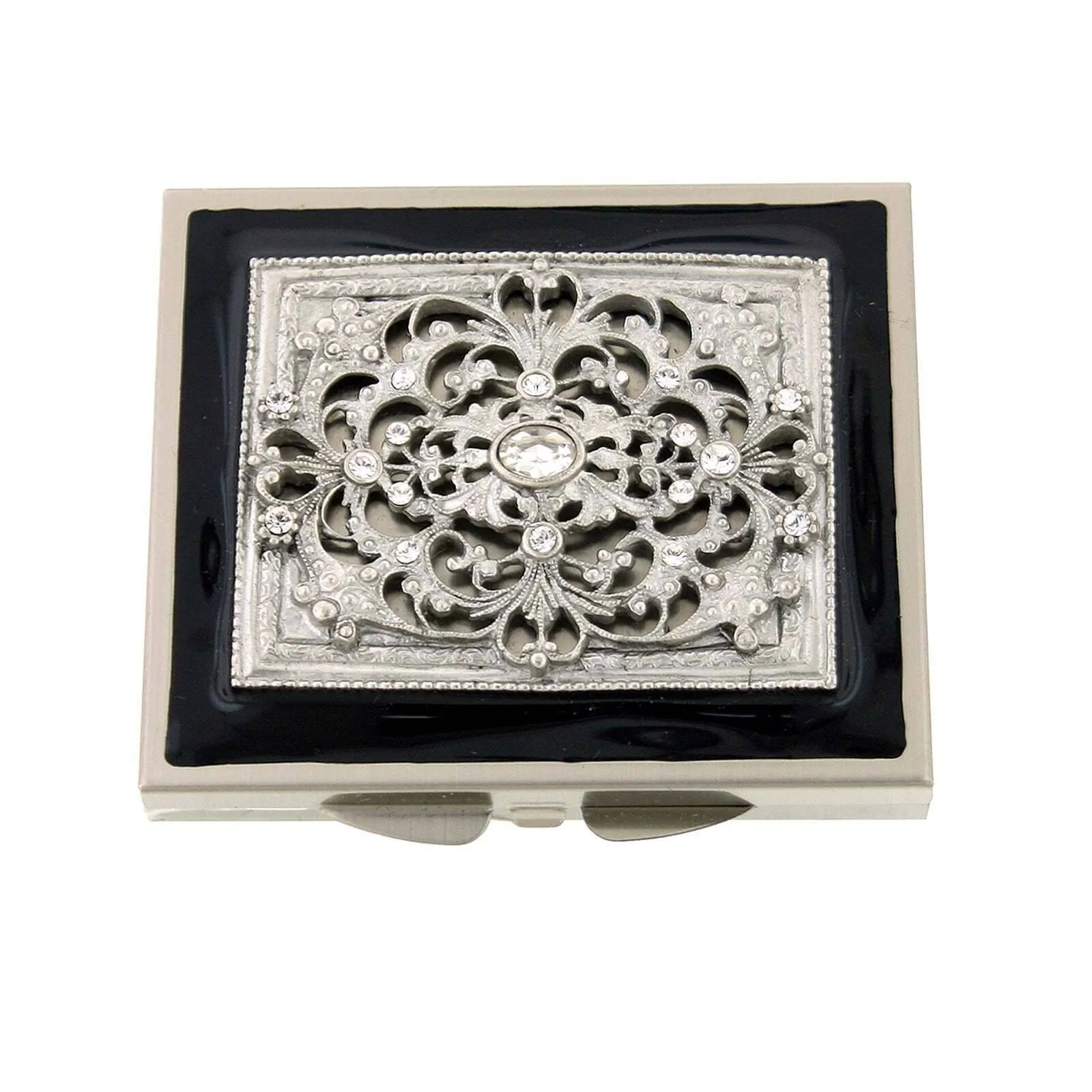 1928 Jewelry Enamel Crystal Square Mirror Compact 1928 Jewelry