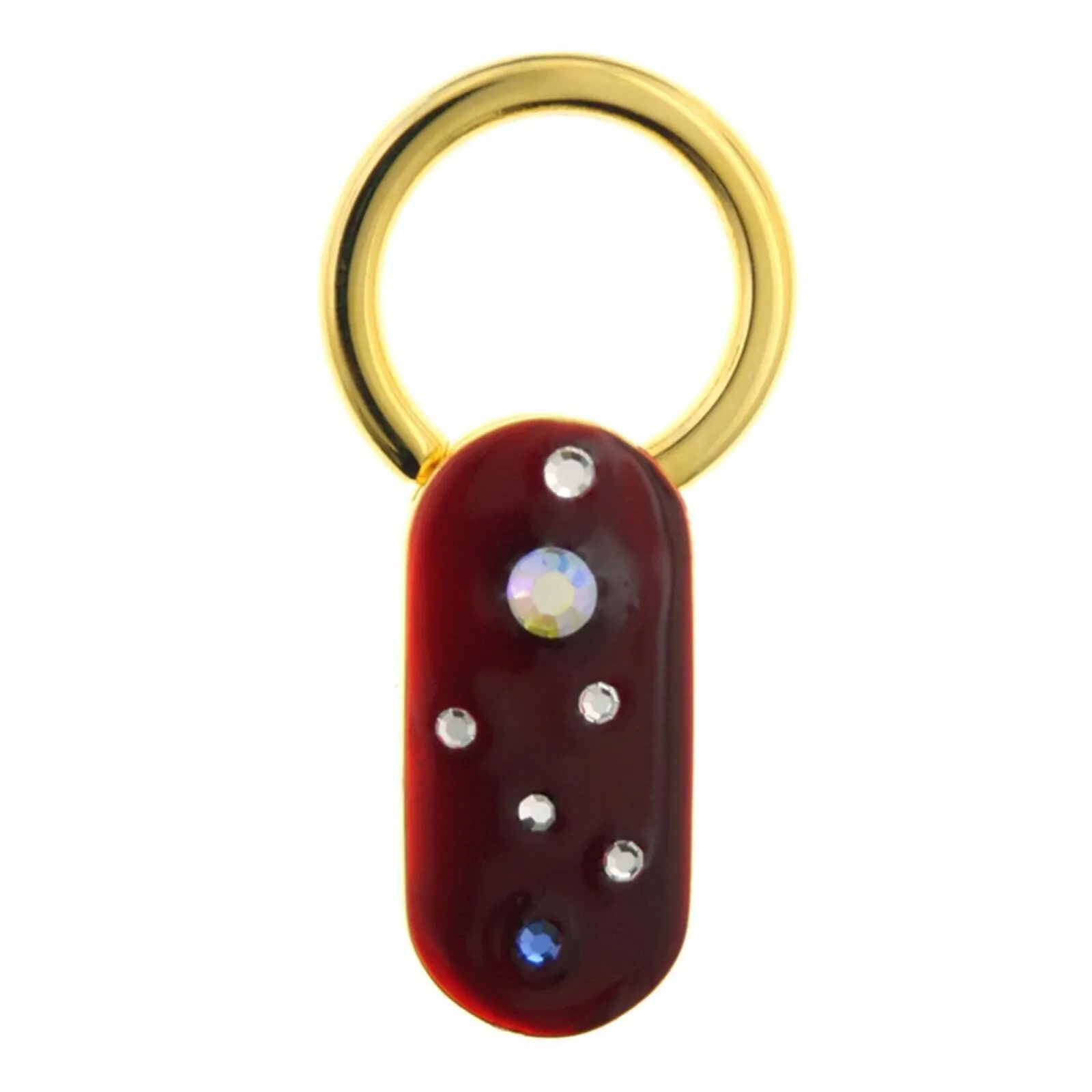 1928 Jewelry Enamel With Multicolor Crystals Oblong Key Ring 1928 Jewelry