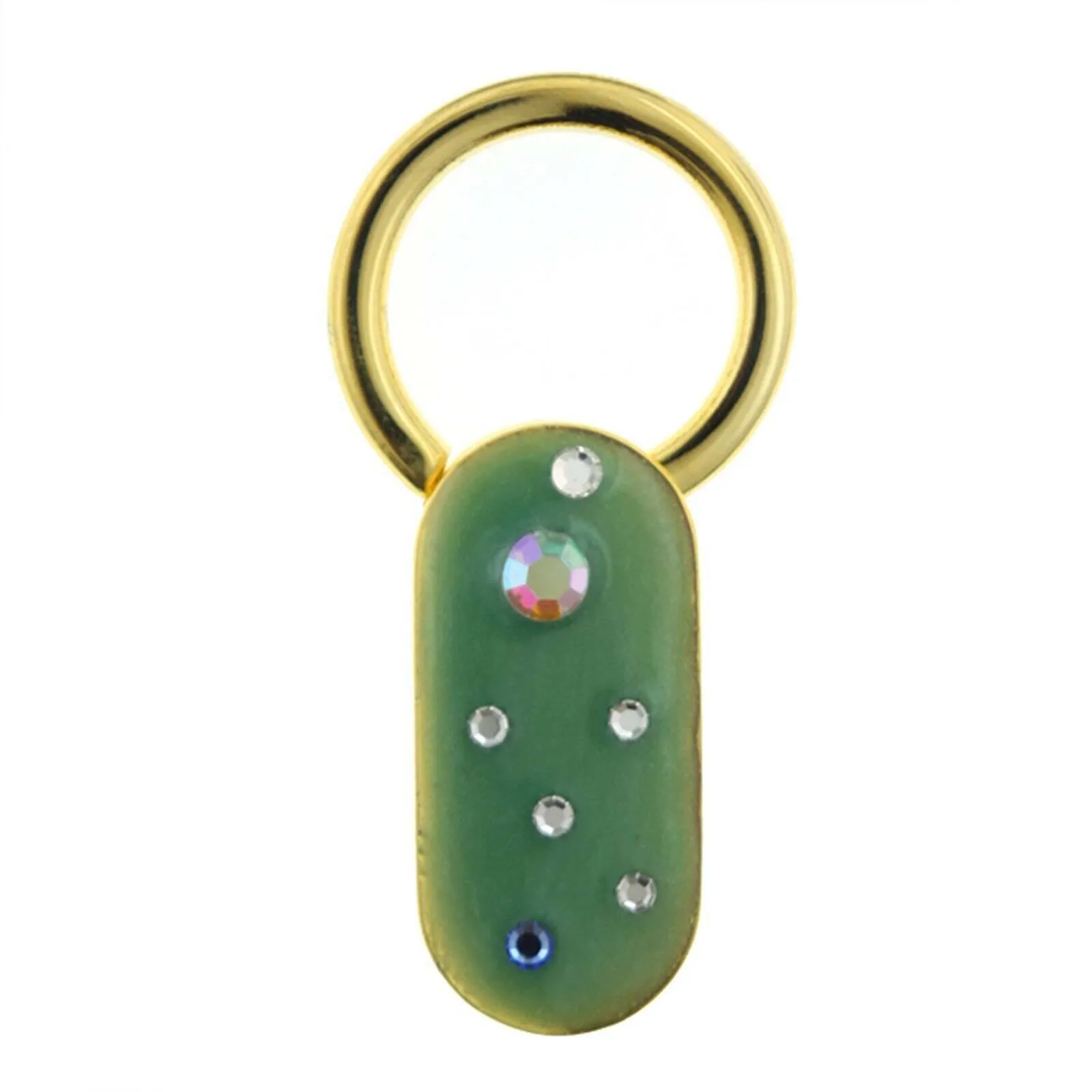 1928 Jewelry Enamel With Multicolor Crystals Oblong Key Ring 1928 Jewelry