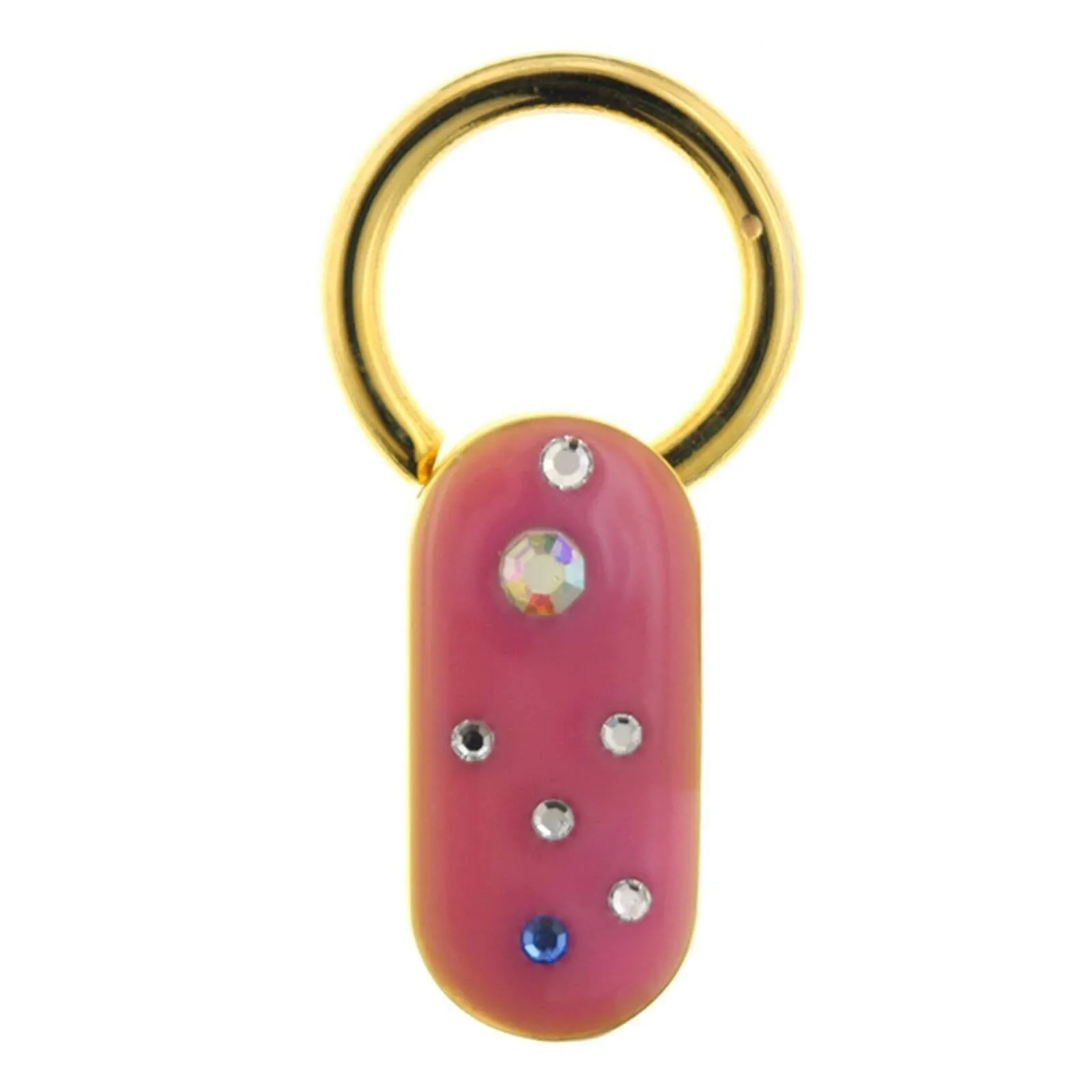 1928 Jewelry Enamel With Multicolor Crystals Oblong Key Ring 1928 Jewelry