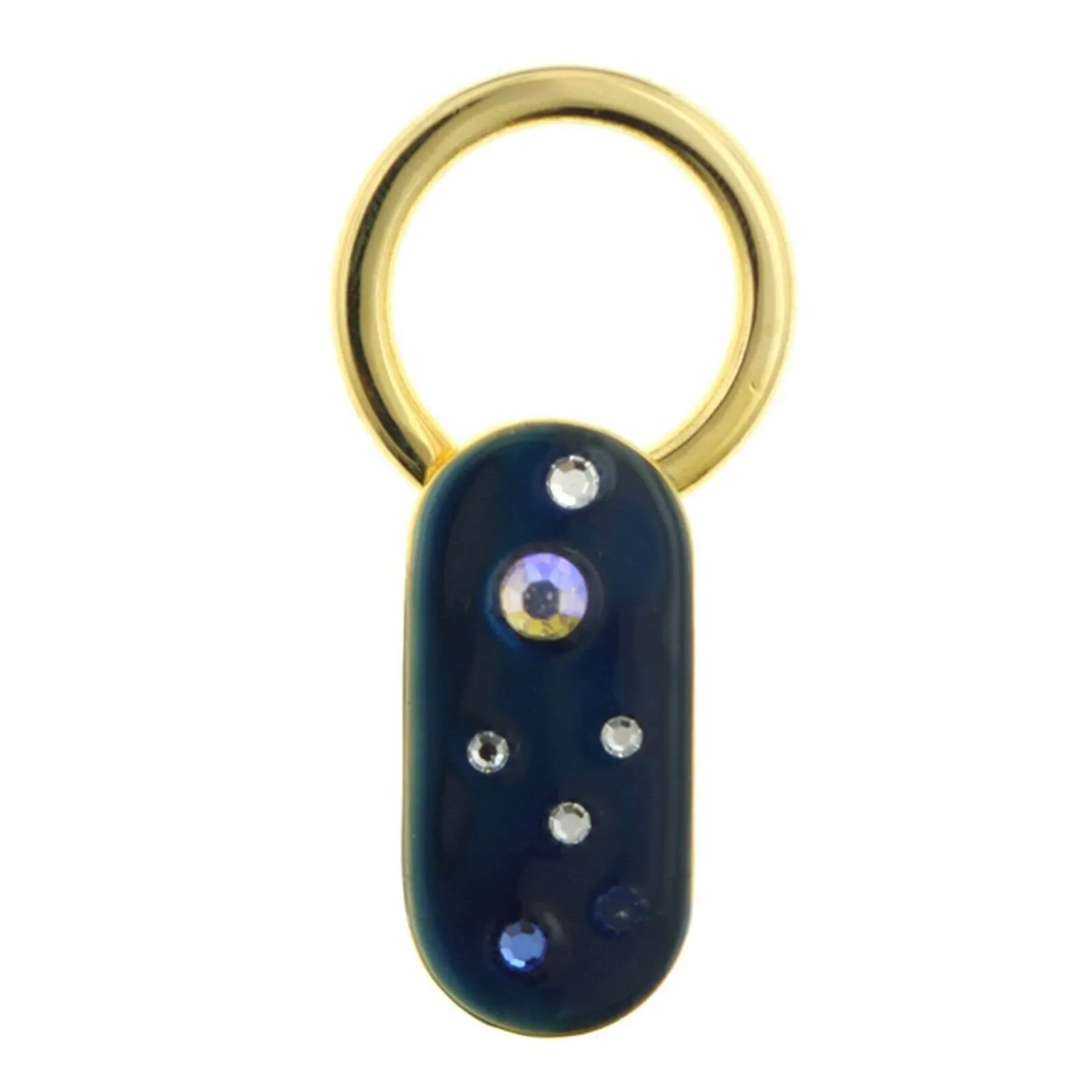 1928 Jewelry Enamel With Multicolor Crystals Oblong Key Ring 1928 Jewelry