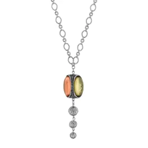 1928 Jewelry Encased Crystals Three Sided Multi Color Pendant Necklace 32" 1928 Jewelry