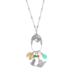 1928 Jewelry Equestrian Charms Horse Head Pendant Necklace 28" 1928 Jewelry