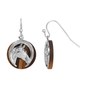 1928 Jewelry Equestrian Elegance Tiger Eye Gemstone Drop Earrings 1928 Jewelry