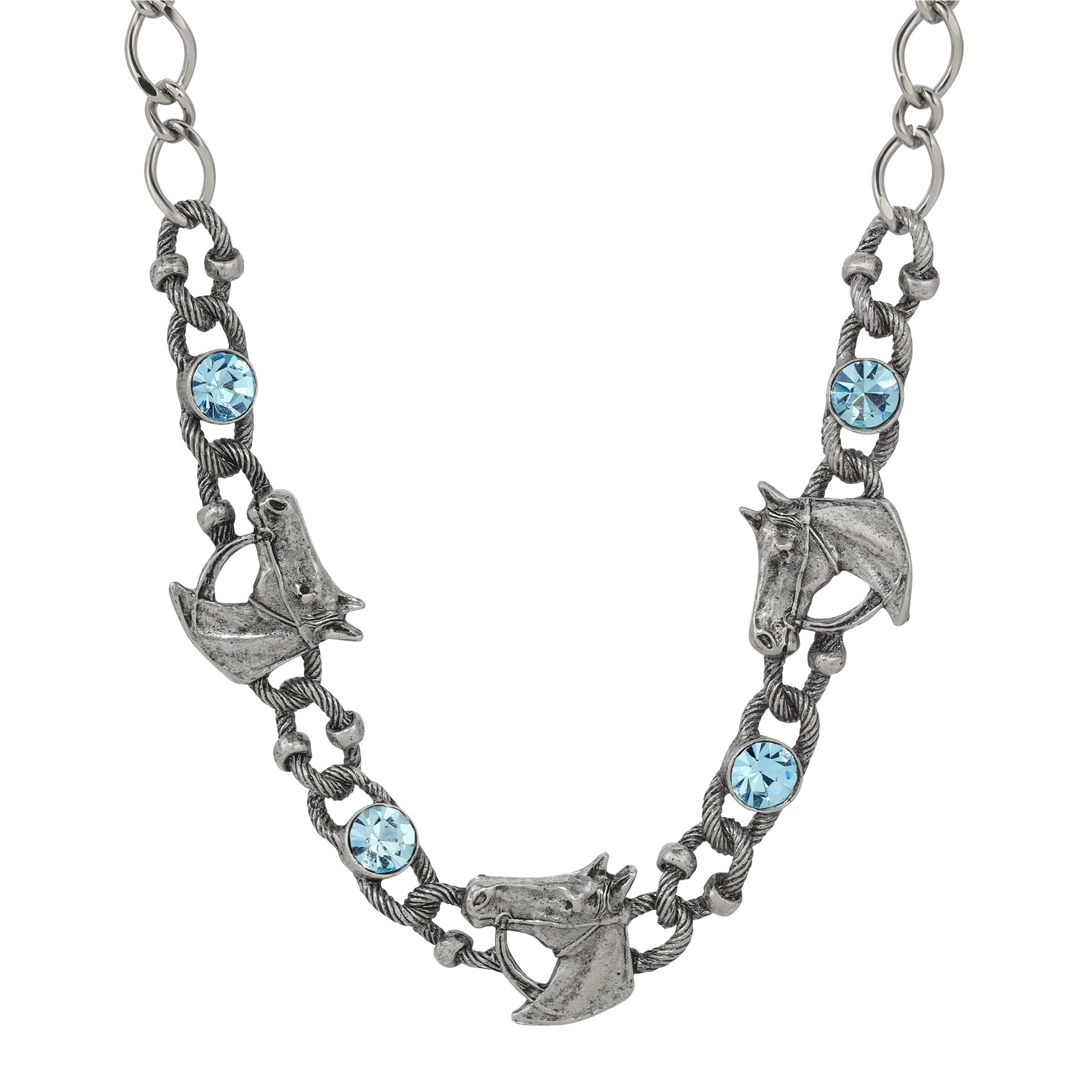 1928 Jewelry Equestrian Tide Rope Crystal Link Necklace 16"   3" Extension 1928 Jewelry