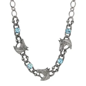 1928 Jewelry Equestrian Tide Rope Crystal Link Necklace 16"   3" Extension 1928 Jewelry