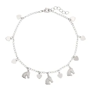 1928 Jewelry Equine & Heart Charms Anklet 9"   1.5" Extension 1928 Jewelry