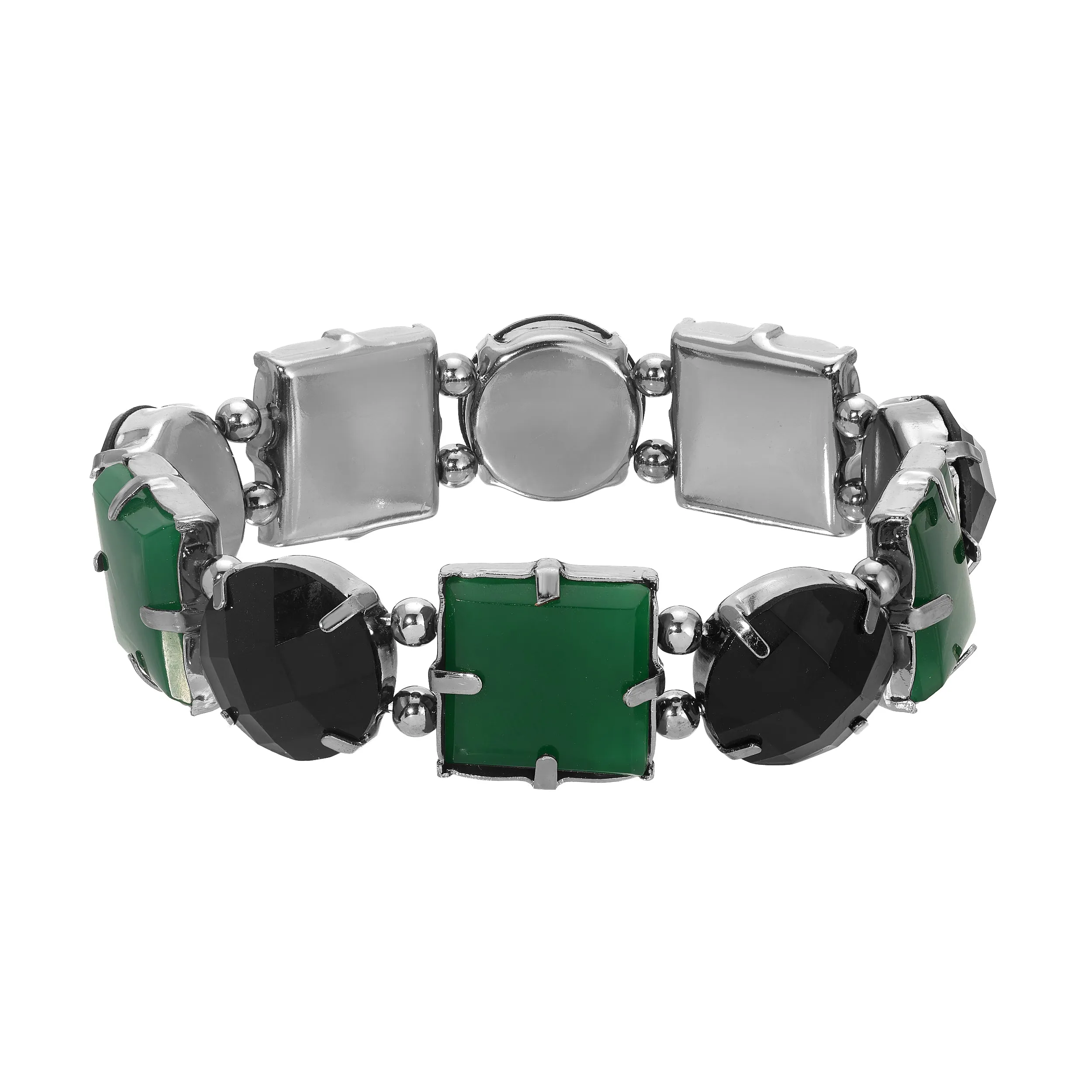 1928 Jewelry Esencia Round & Square Stone Stretch Bracelet 1928 Jewelry