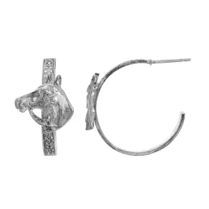 1928 Jewelry Etch Floral Horse Head Hoop Earrings 1928 Jewelry