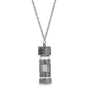 1928 Jewelry Etched Floral Glass Vial Necklace 30" 1928 Jewelry