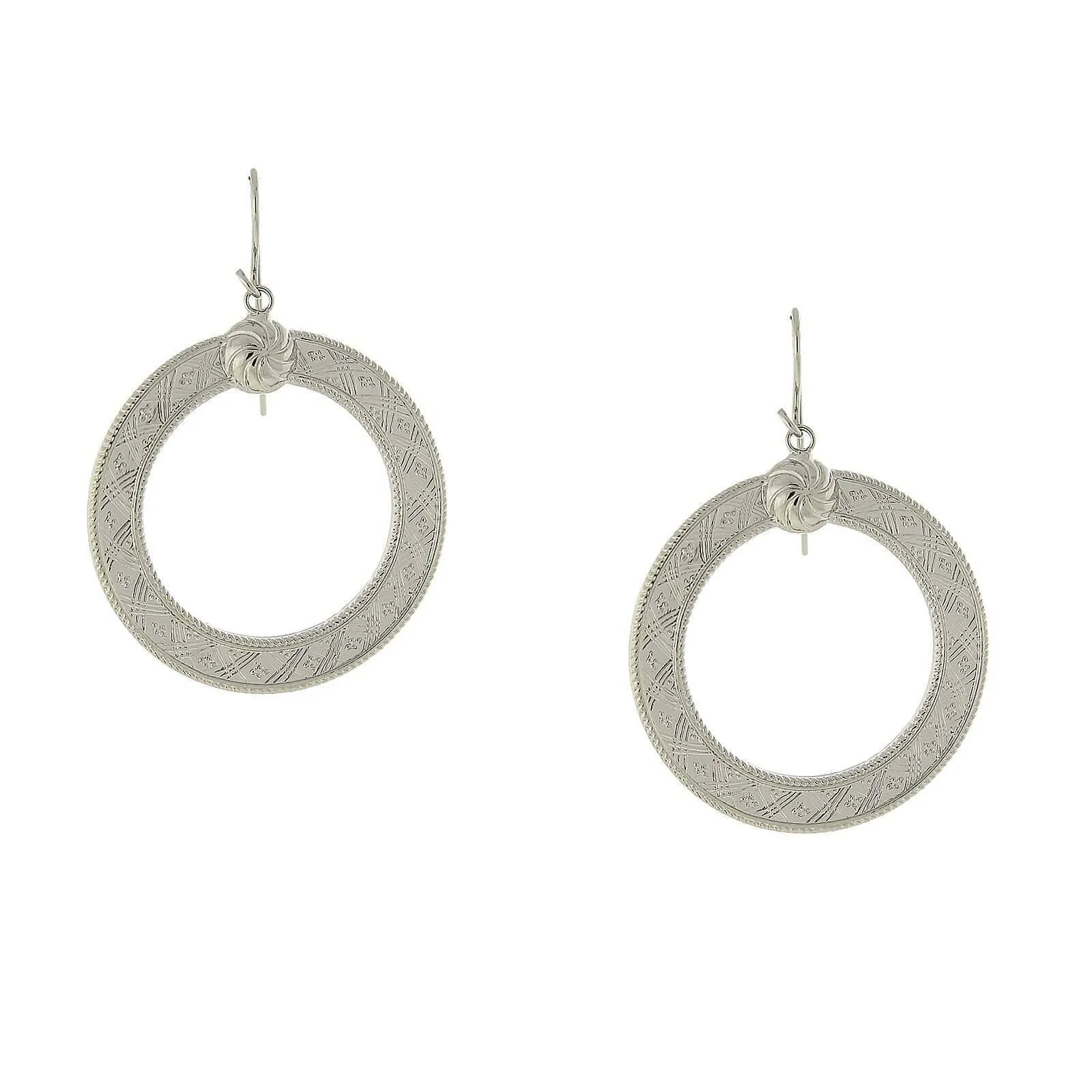 1928 Jewelry Etched Round Drop Earrings 1928 Jewelry