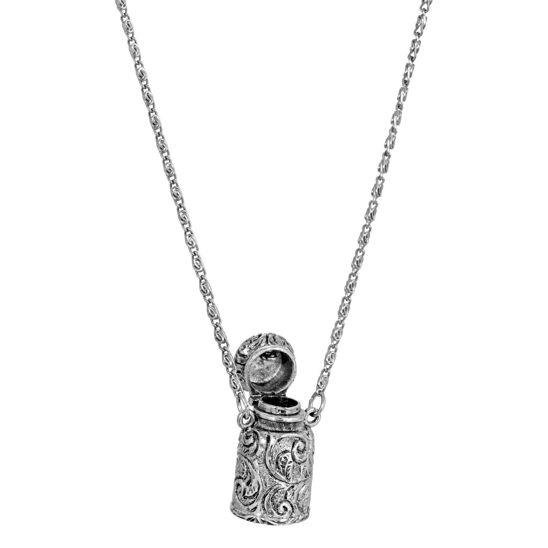 1928 Jewelry Etched Vine Jar Pendant Scroll Necklace 30" 1928 Jewelry