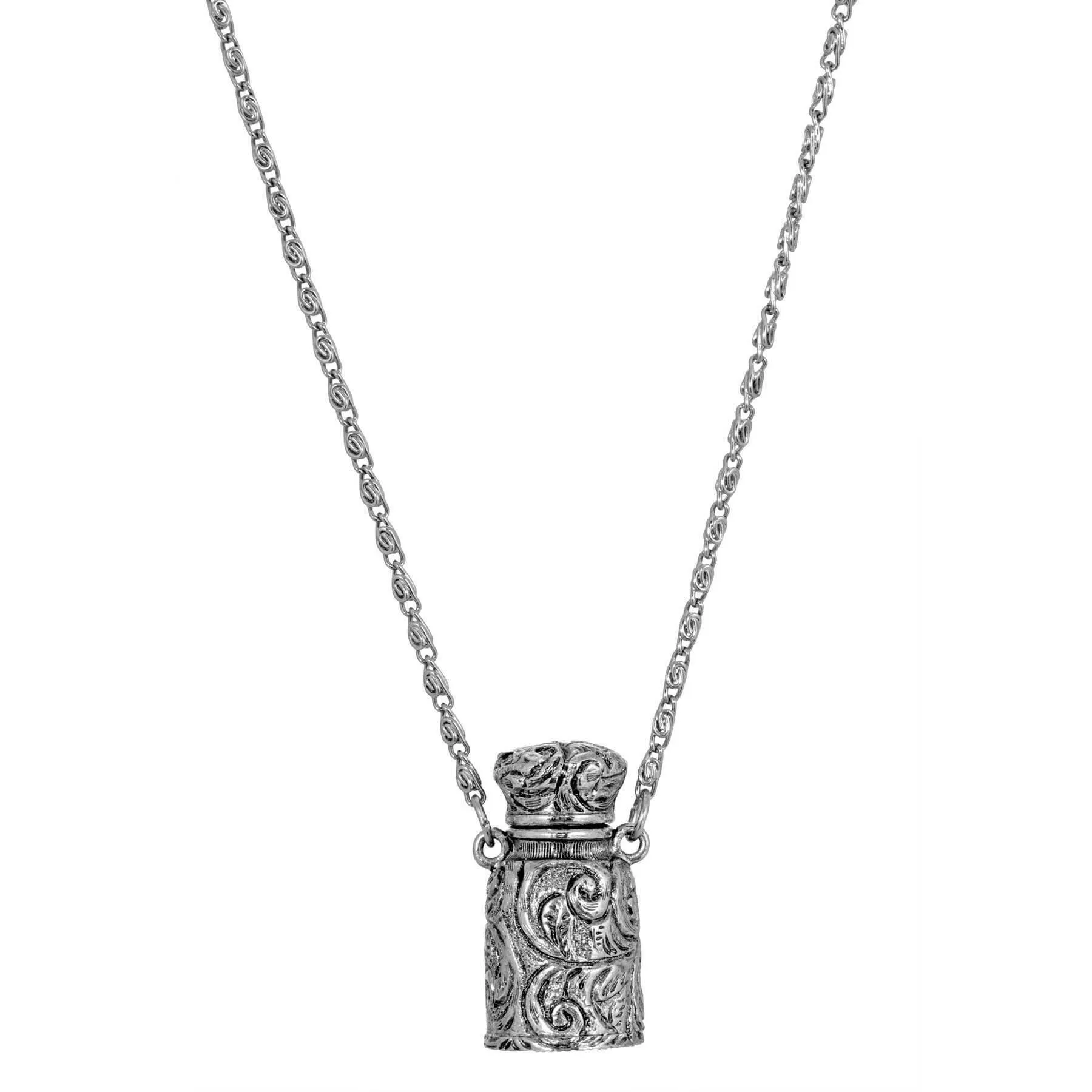 1928 Jewelry Etched Vine Jar Pendant Scroll Necklace 30" 1928 Jewelry
