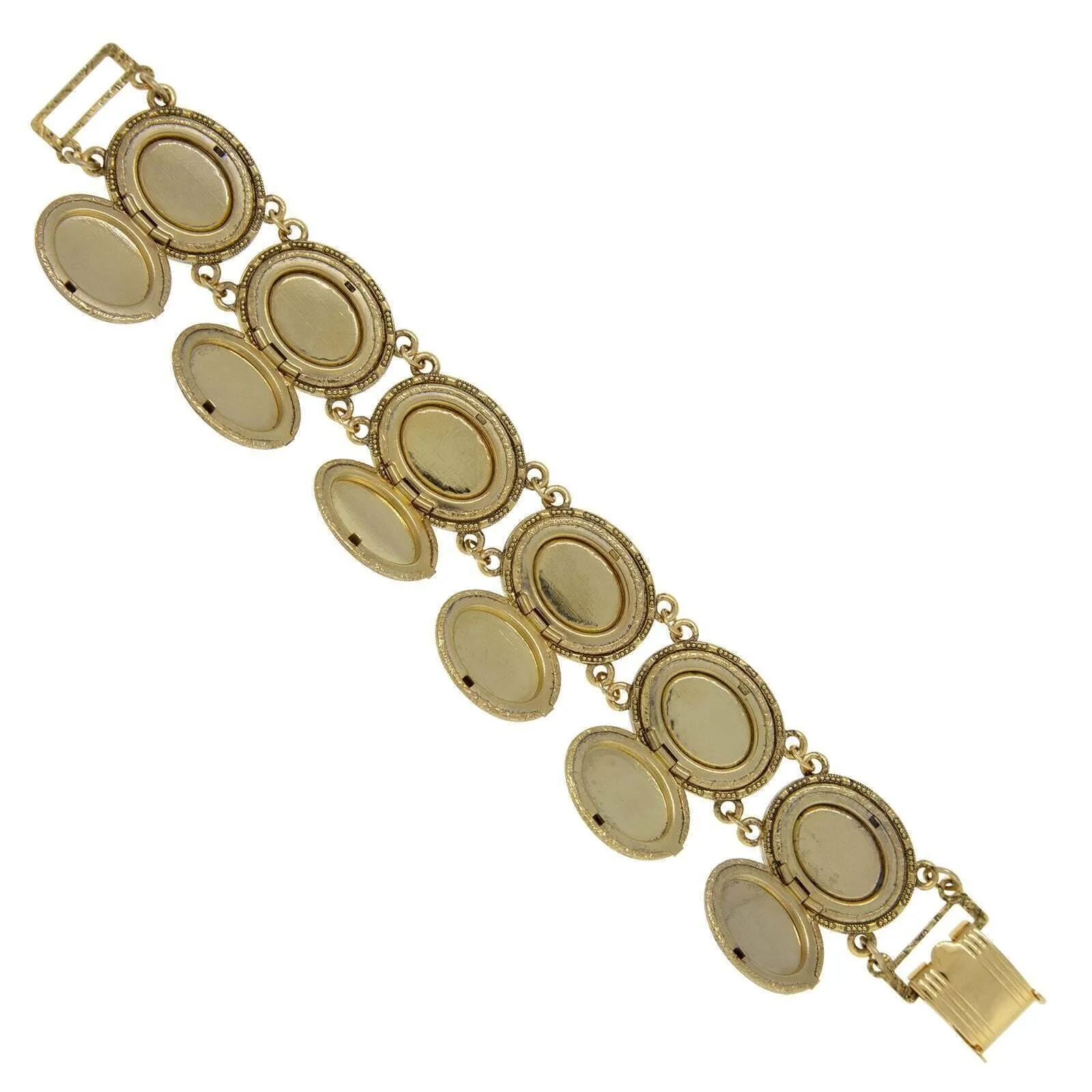 1928 Jewelry Etched Vine Oval Locket Link Bracelet 1928 Jewelry