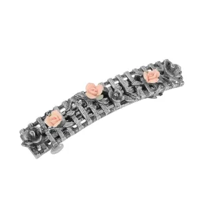 1928 Jewelry Eternity Pink Porcelain Roses Hair Barrette 1928 Jewelry